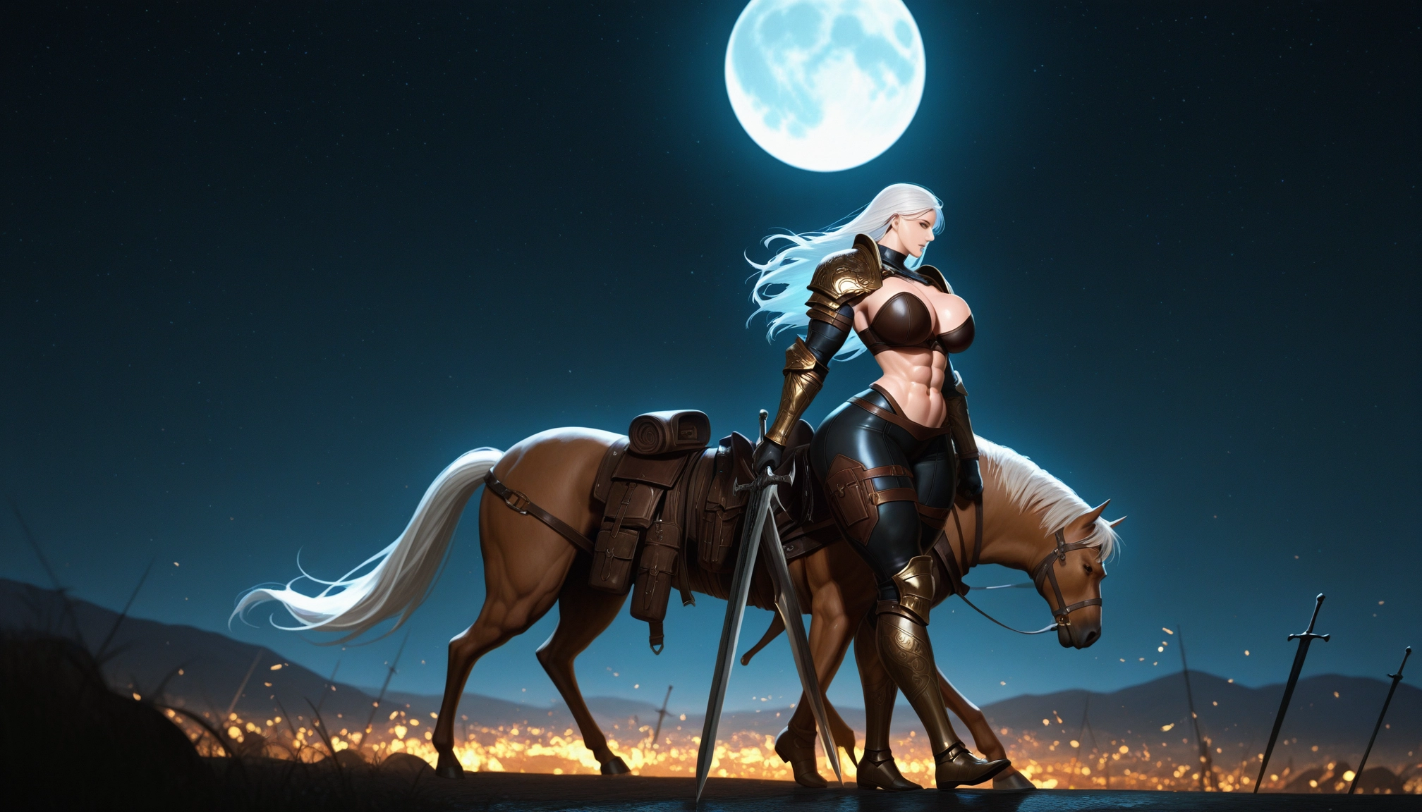 1girl, breasts, weapon, sword, armor, solo · Yamete.gg