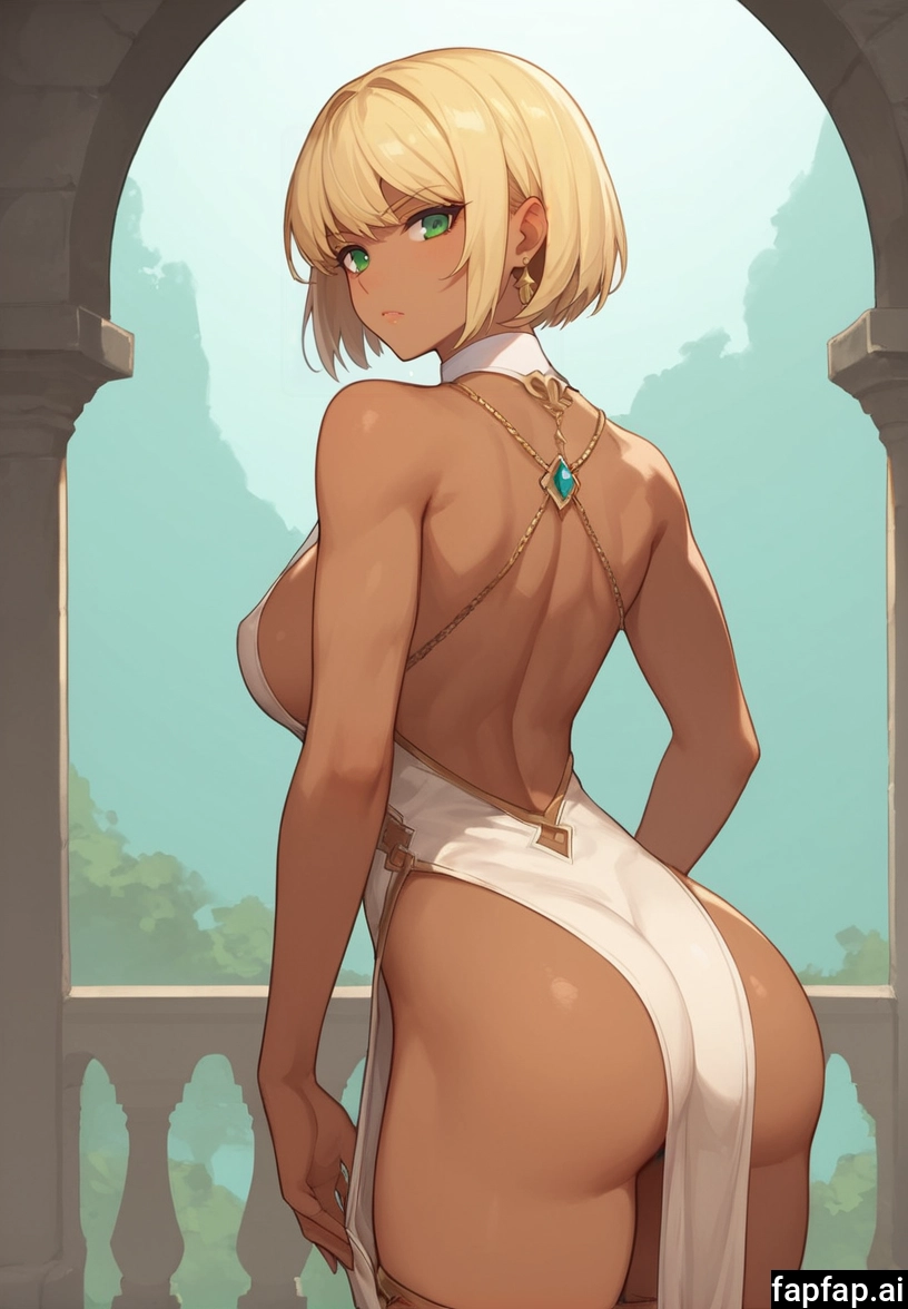 1girl, solo, ass, blonde hair, green eyes, breasts
