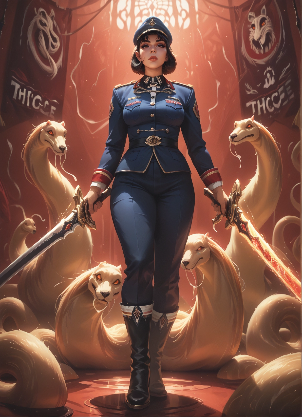 1girl, weapon, sword, uniform, military, hat · Yamete.gg