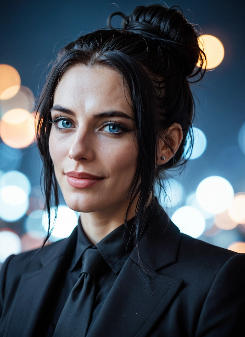 1girl, solo, jewelry, blue eyes, necktie, earrings · Yamete.gg