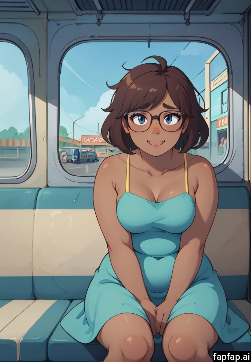 1girl, breasts, brown hair, solo, dress, glasses · Yamete.gg