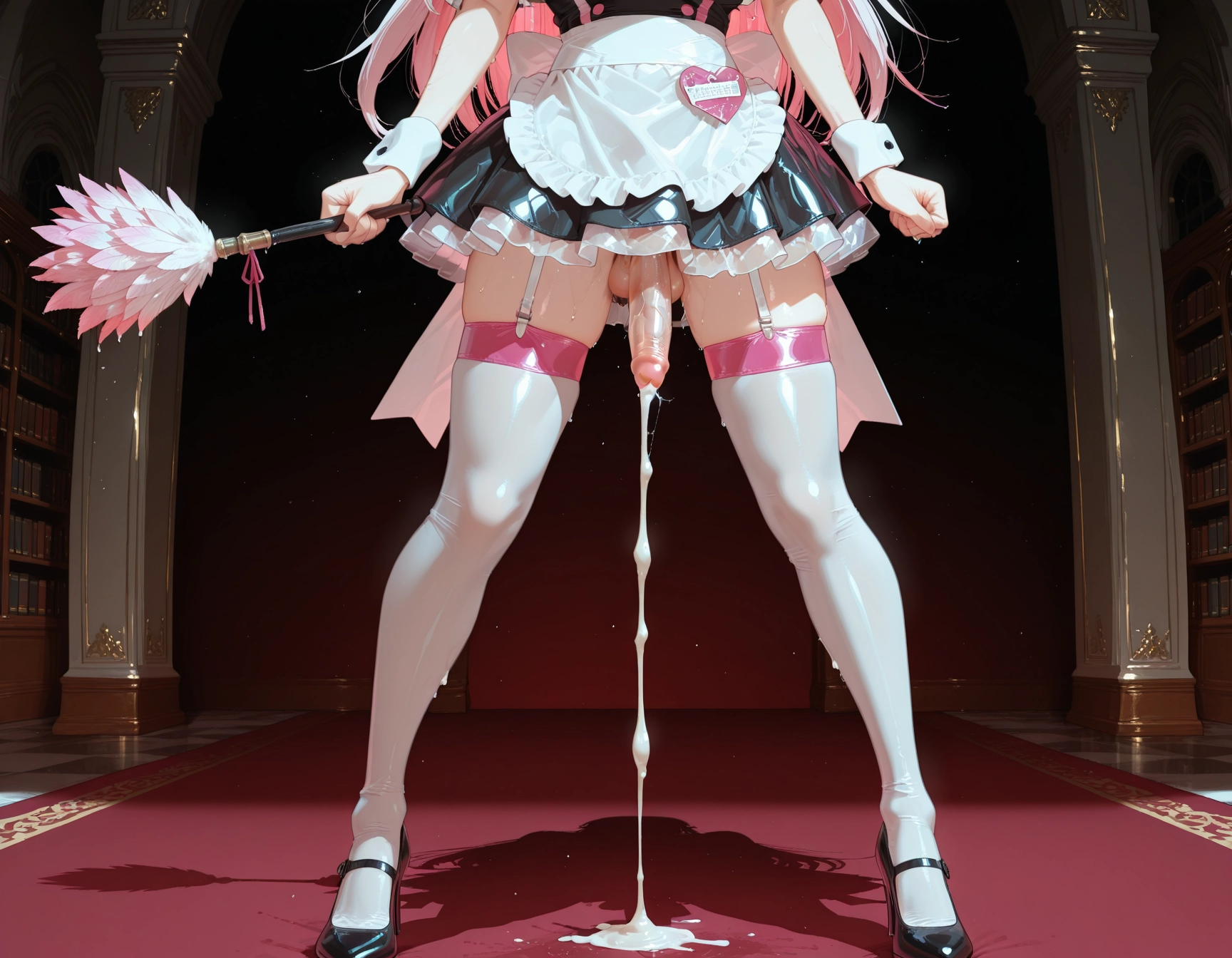 futanari, cum, penis, thighhighs, 1girl, solo · Yamete.gg