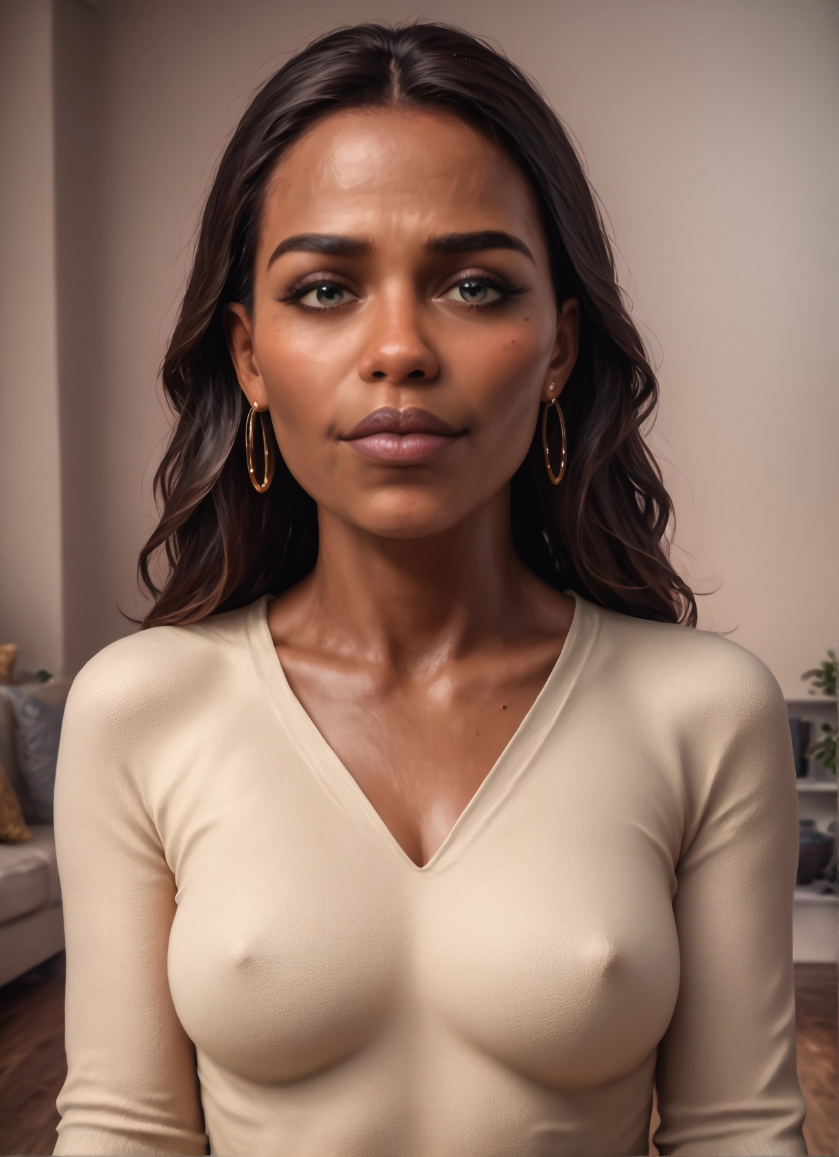 1girl, solo, jewelry, earrings, breasts, mole · Yamete.gg