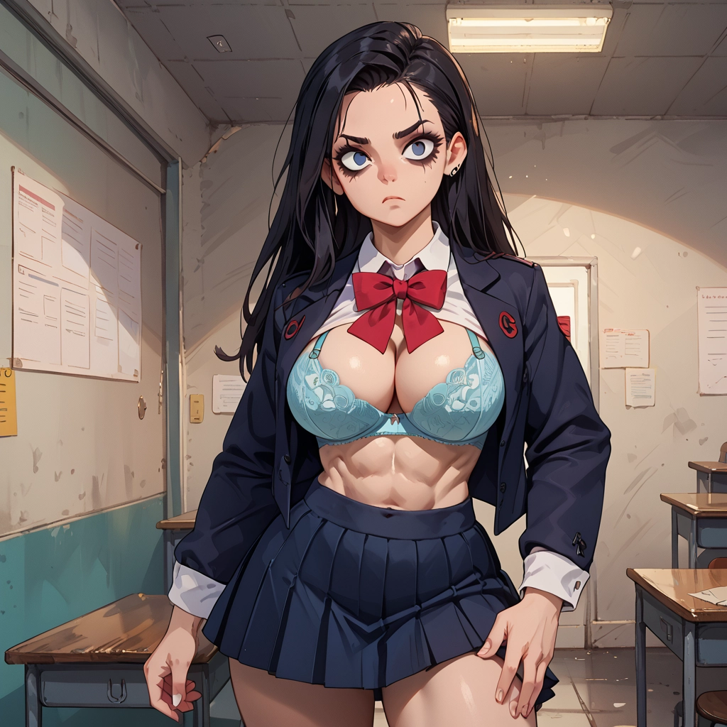 bra, breasts, skirt, underwear, long hair, 1girl · Yamete.gg