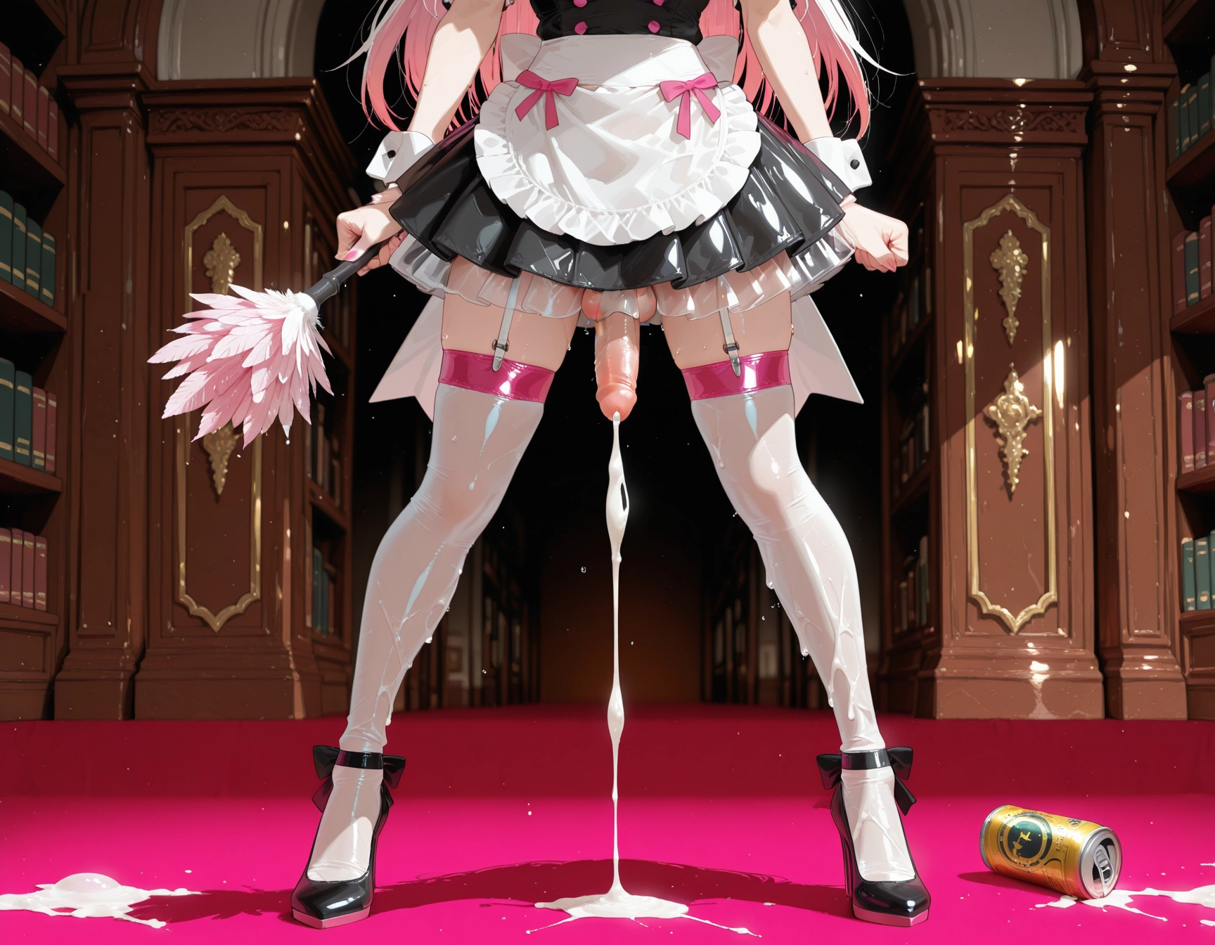 futanari, cum, thighhighs, penis, indoors, solo · Yamete.gg