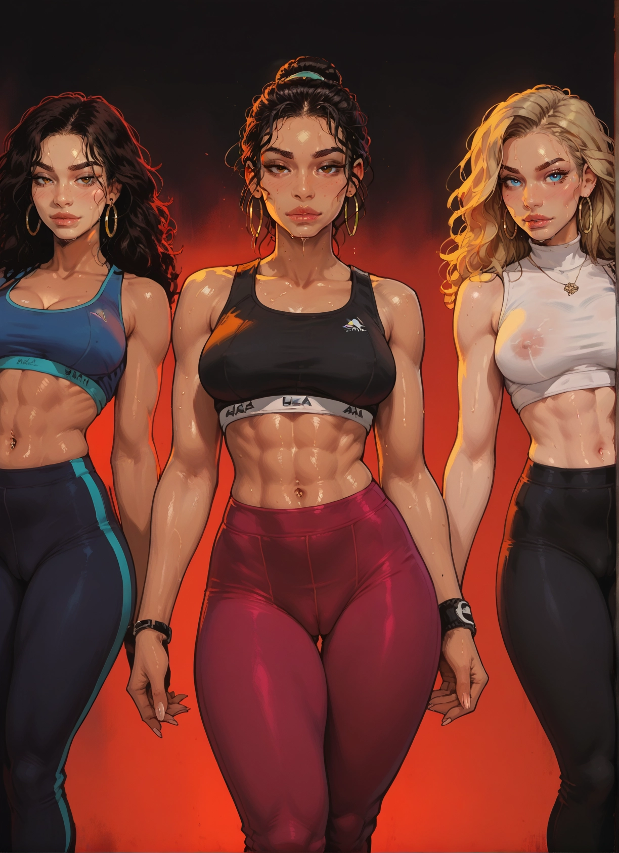 multiple girls, breasts, jewelry, blonde hair, earrings, piercing · Yamete.gg