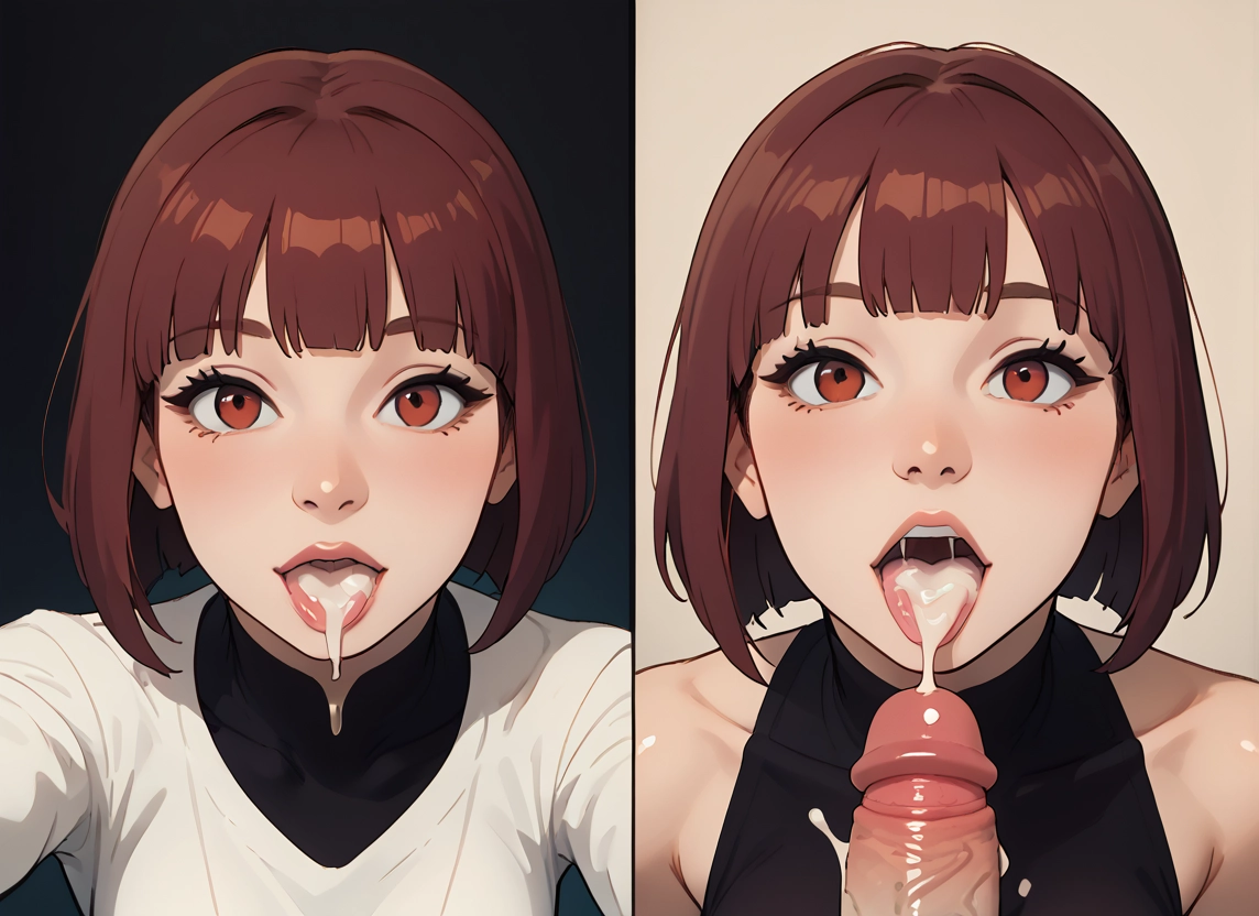 penis, cum, 1girl, brown hair, cum in mouth, hetero · Yamete.gg
