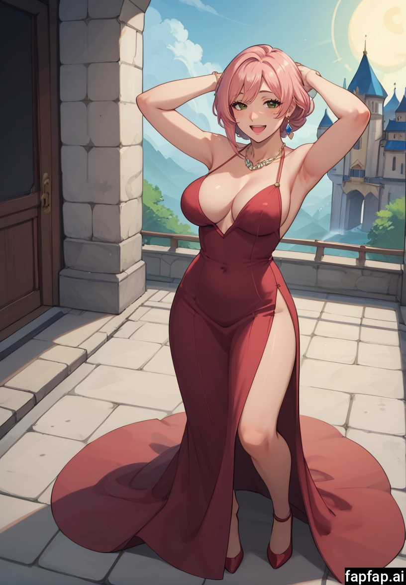 1girl, breasts, dress, jewelry, red dress, solo · Yamete.gg
