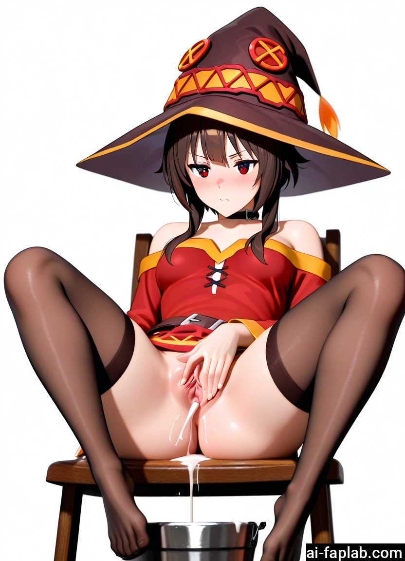 1girl, solo, thighhighs, hat, pussy, red eyes