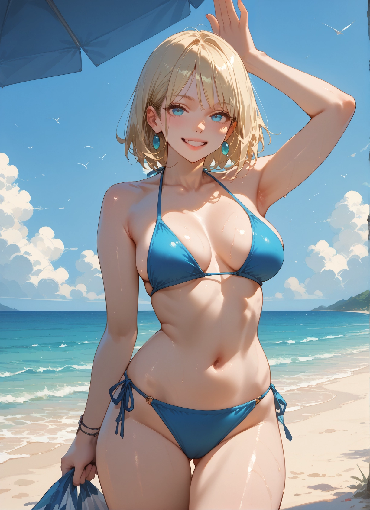 1girl, swimsuit, breasts, bikini, solo, blonde hair · Yamete.gg