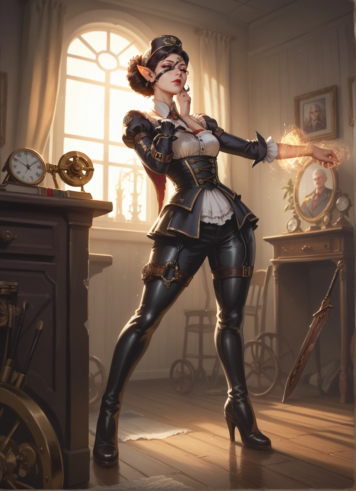 1girl, pointy ears, hat, high heels, solo, boots · Yamete.gg