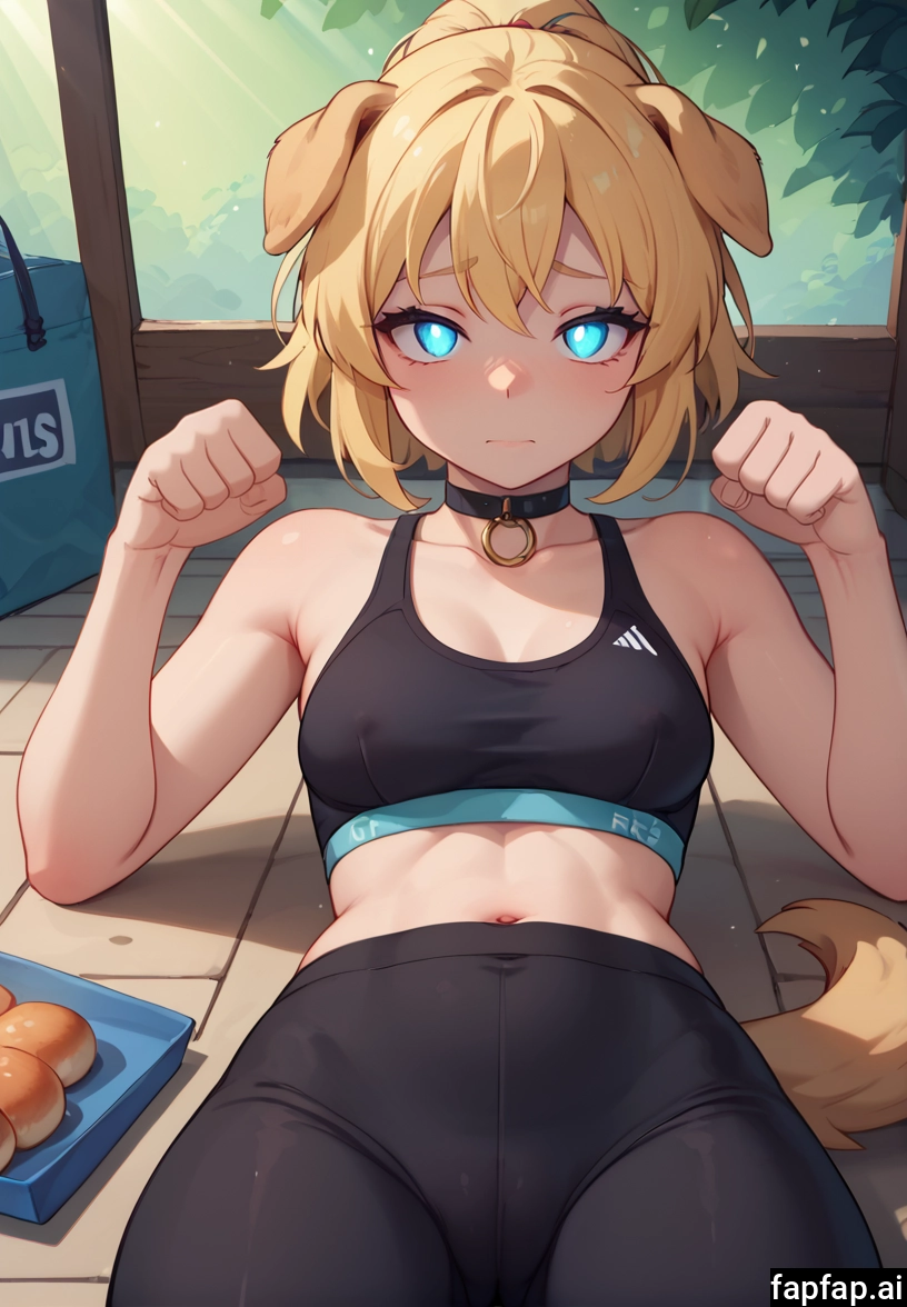 1girl, blonde hair, solo, animal ears, tail, blue eyes · Yamete.gg