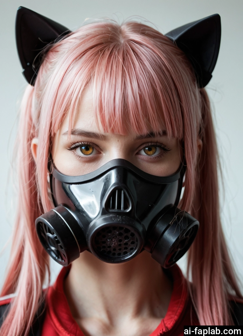 1girl, solo, mask, twintails, pink hair, looking at viewer