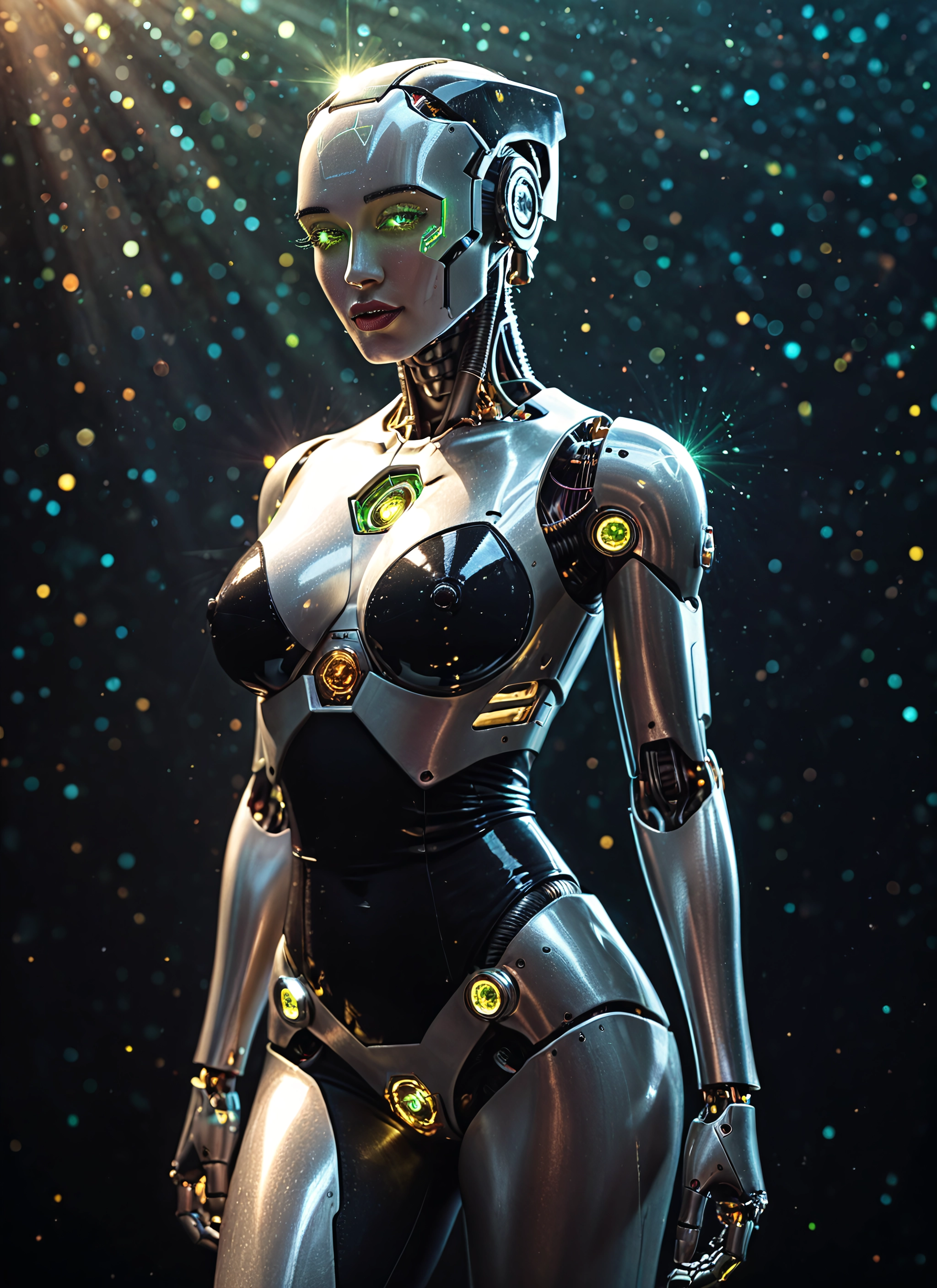1girl, solo, breasts, green eyes, medium breasts, glowing · Yamete.gg