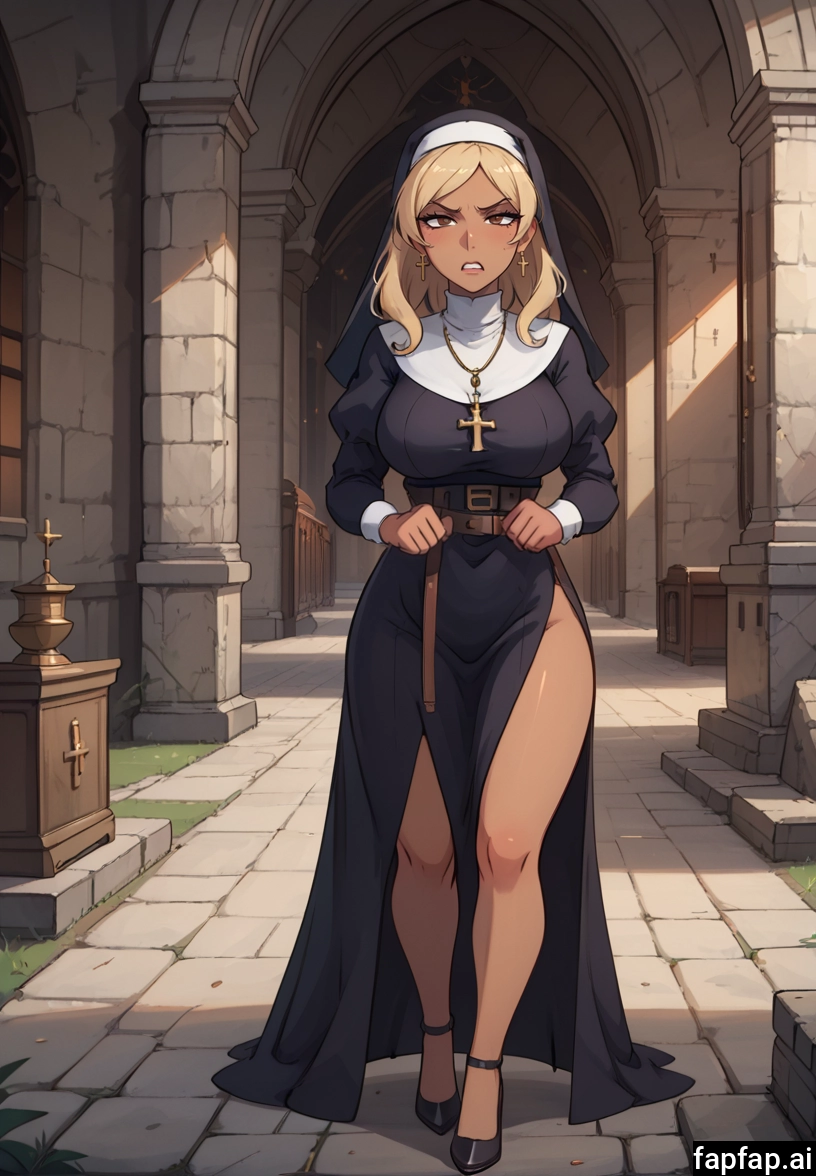 1girl, breasts, nun, blonde hair, solo, jewelry · Yamete.gg