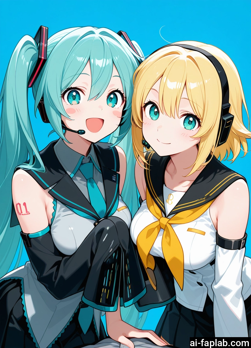 multiple girls, 2girls, long hair, twintails, blonde hair, detached sleeves · Yamete.gg