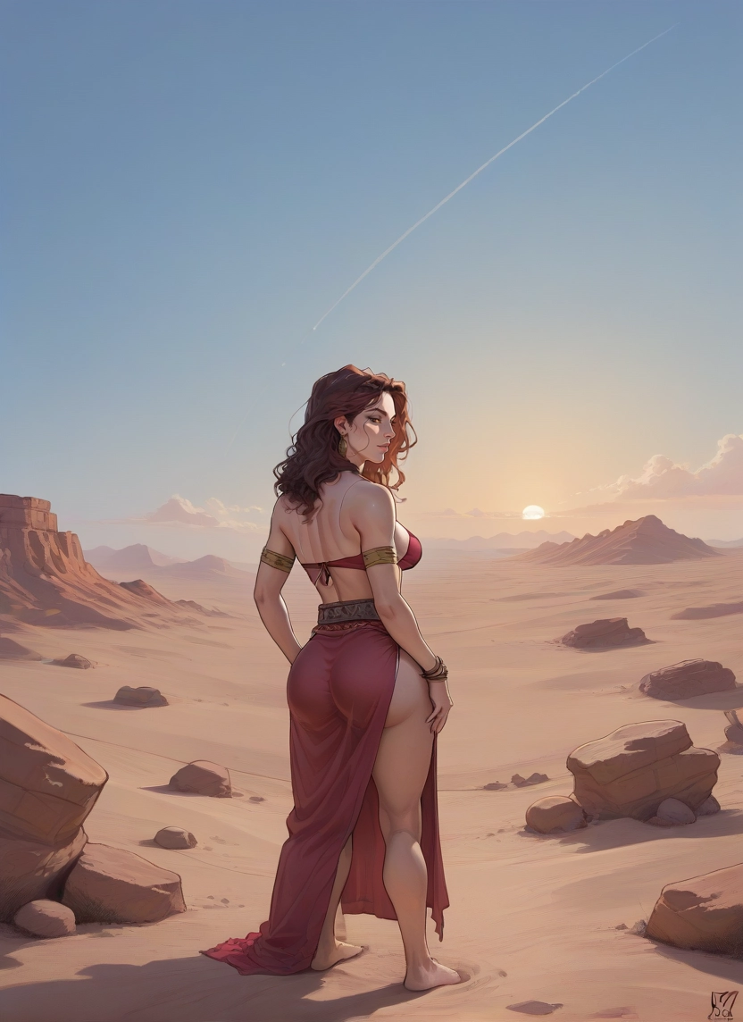 1girl, solo, barefoot, ass, jewelry, desert · Yamete.gg