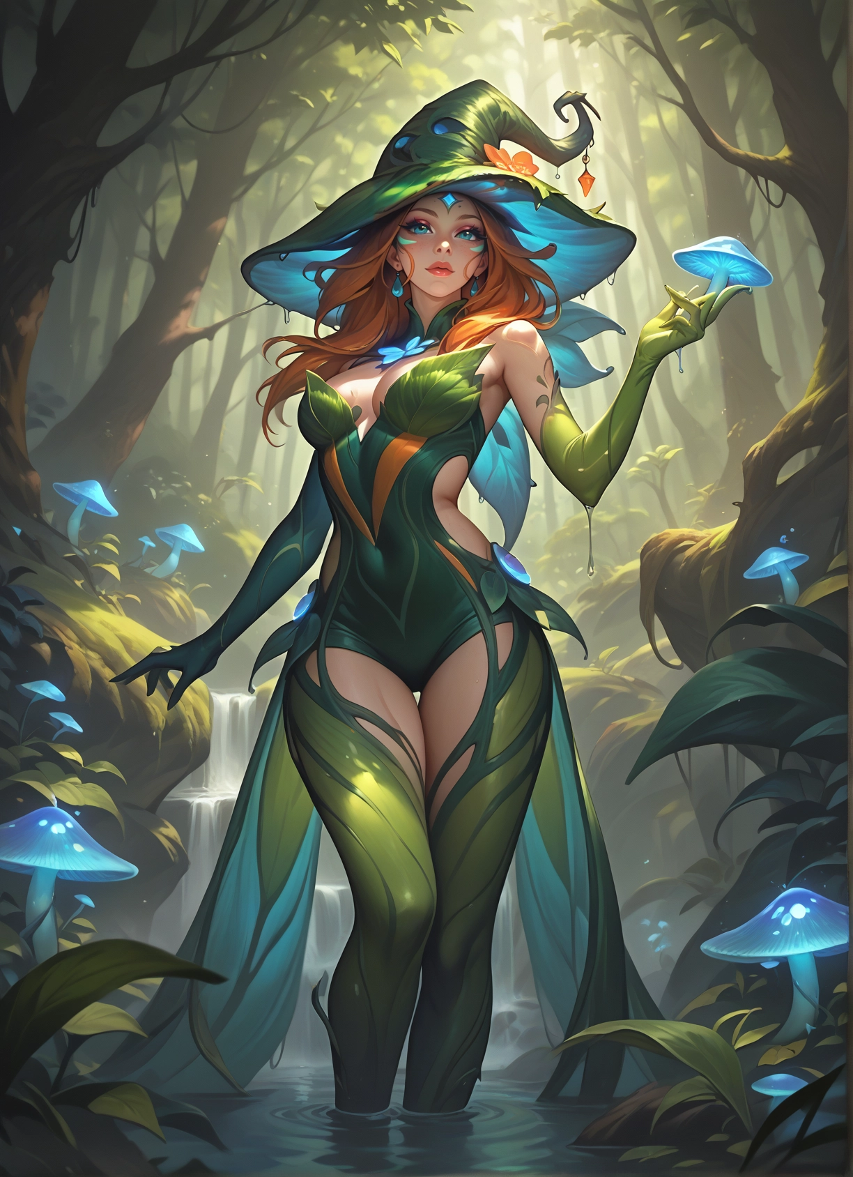 1girl, solo, breasts, hat, nature, forest · Yamete.gg