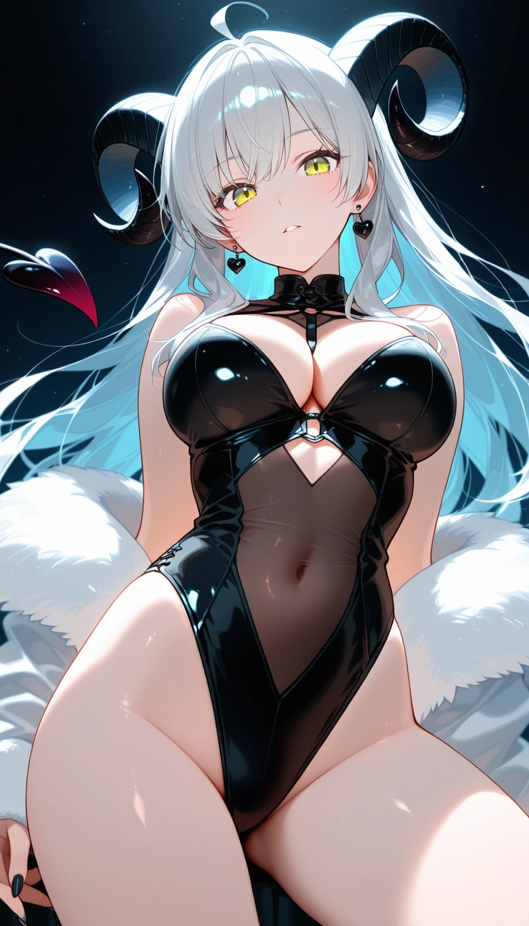 1girl, breasts, horns, solo, looking at viewer, covered navel · Yamete.gg