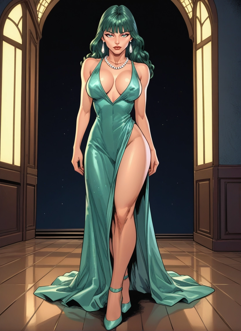 1girl, breasts, dress, jewelry, earrings, necklace · Yamete.gg