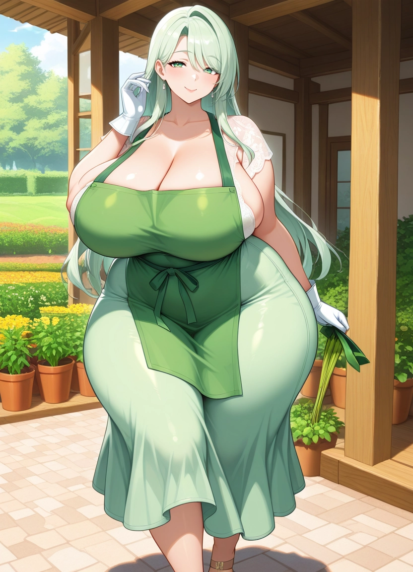 1girl, breasts, solo, gigantic breasts, gloves, earrings