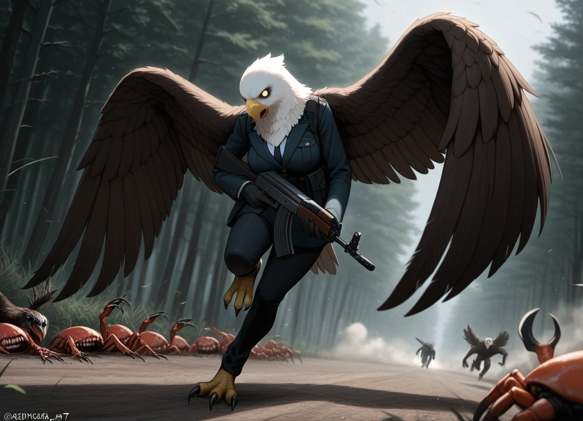 weapon, forest, nature, holding, bird, gun · Yamete.gg