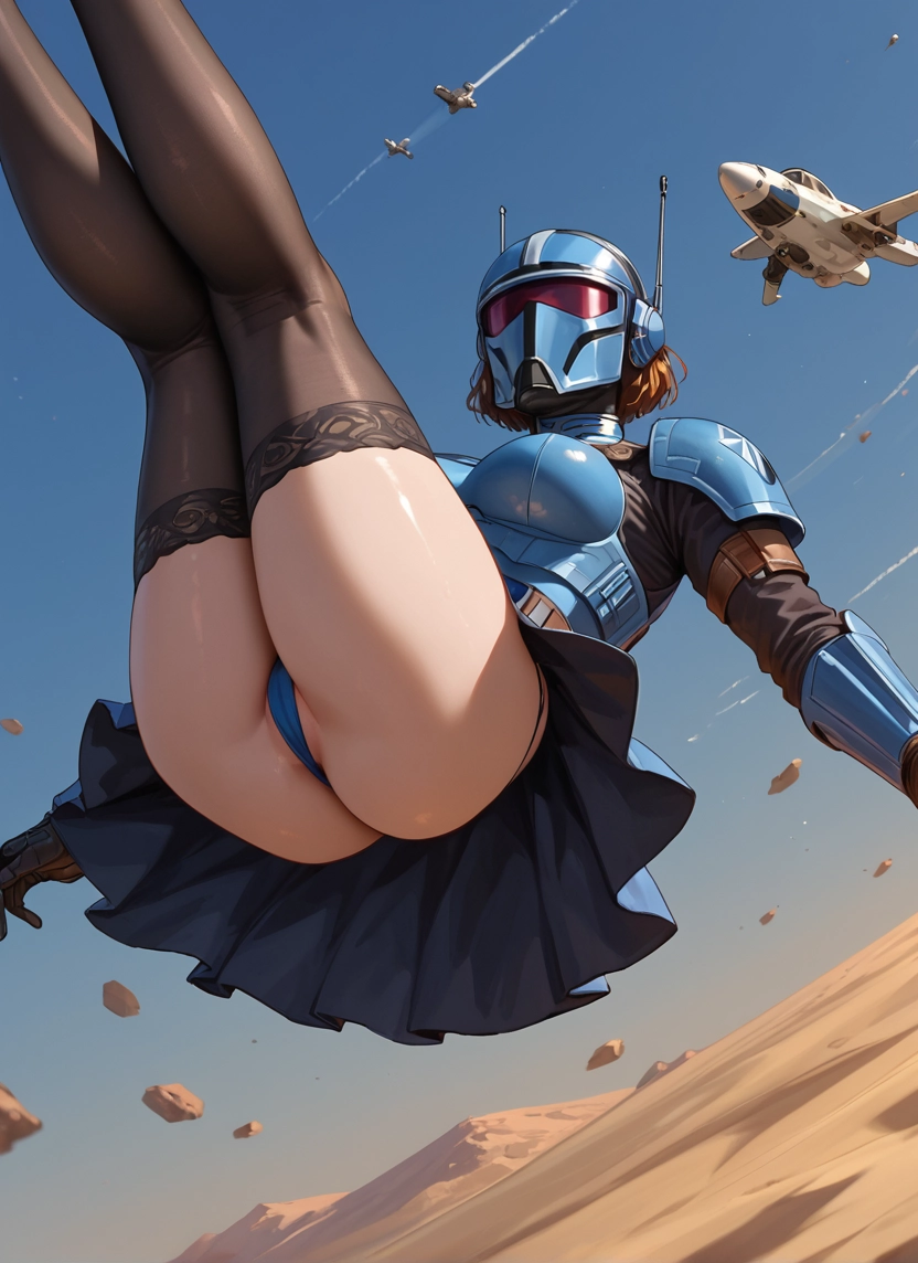 1girl, thighhighs, panties, underwear, aircraft, ass · Yamete.gg