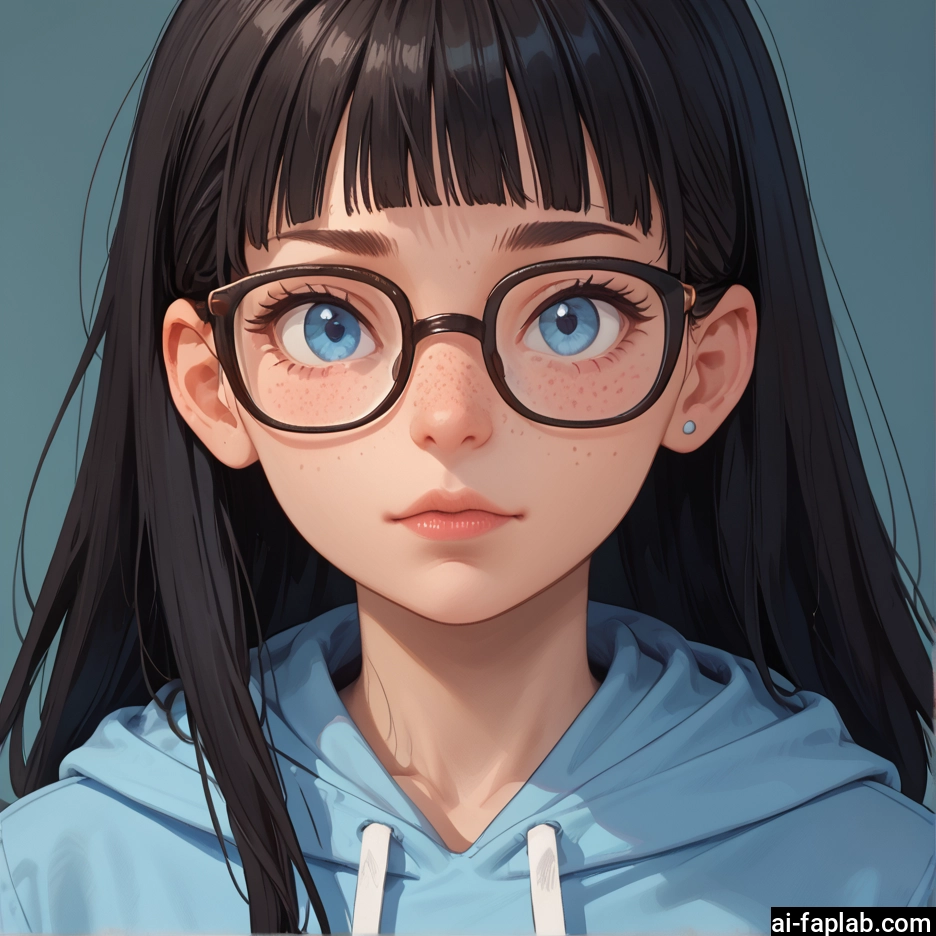 1girl, solo, glasses, blue eyes, freckles, hood · Yamete.gg