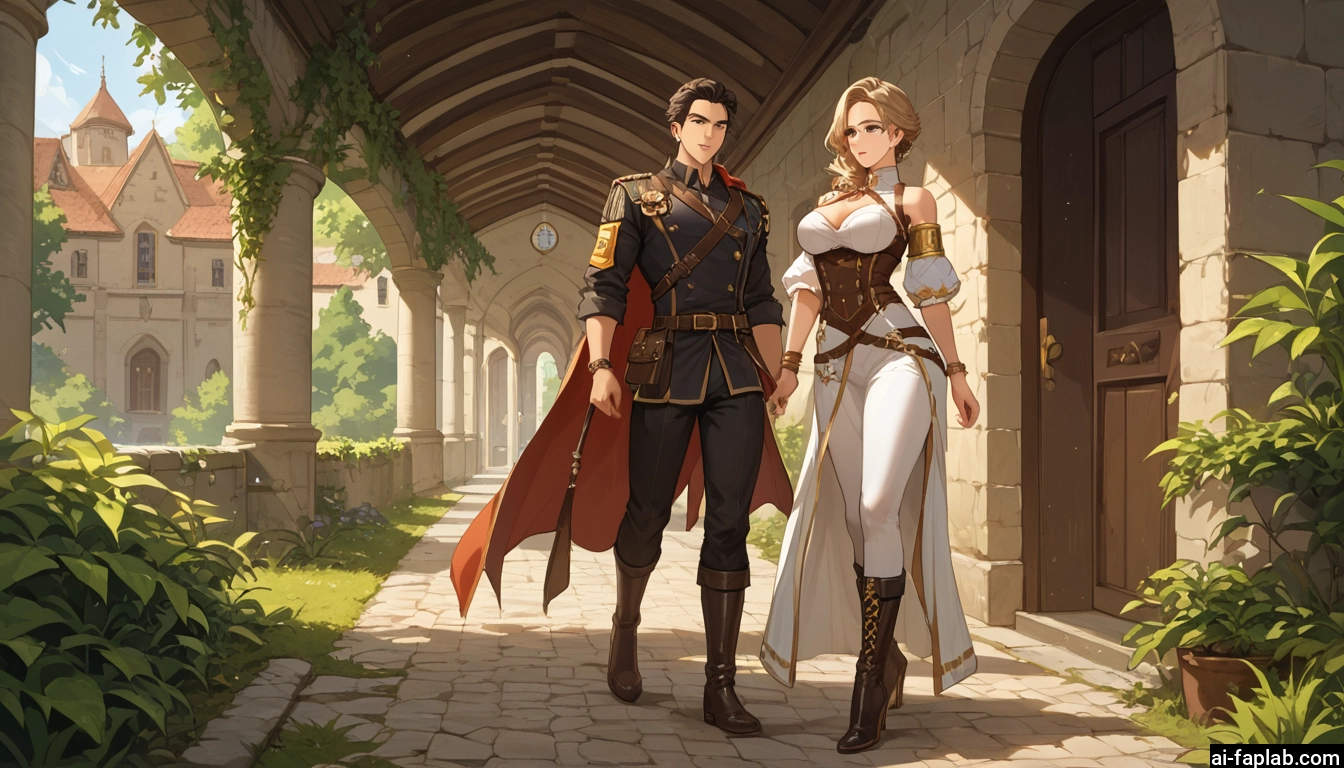1girl, boots, 1boy, breasts, cape, pants · Yamete.gg