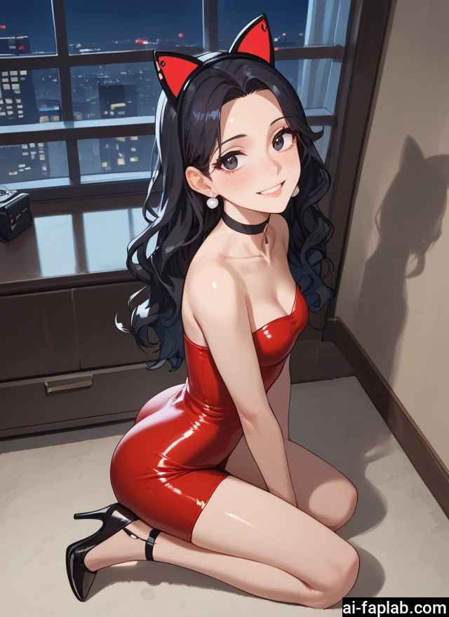 1girl, breasts, solo, animal ears, high heels, black hair · Yamete.gg