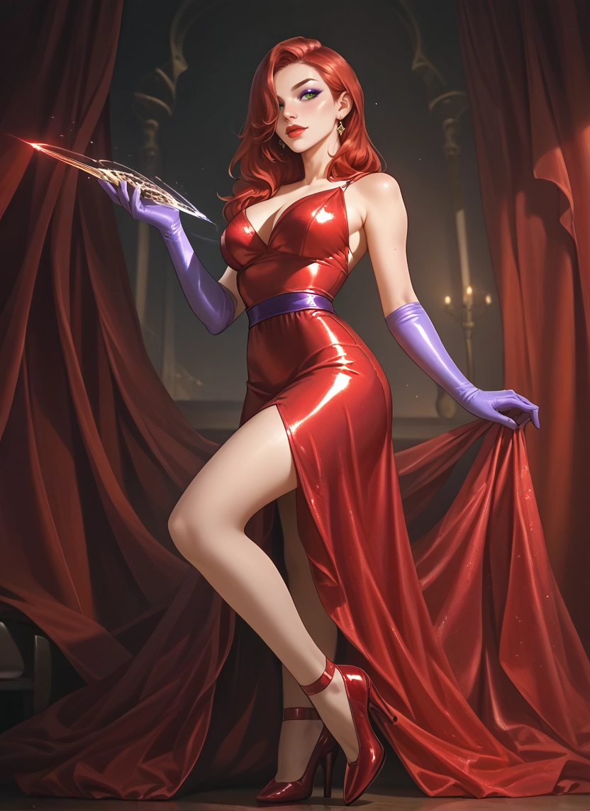 1girl, gloves, dress, breasts, high heels, jewelry · Yamete.gg