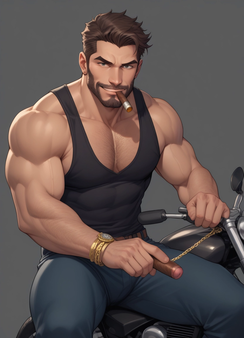 bara, male focus, 1boy, muscular, muscular male, facial hair · Yamete.gg