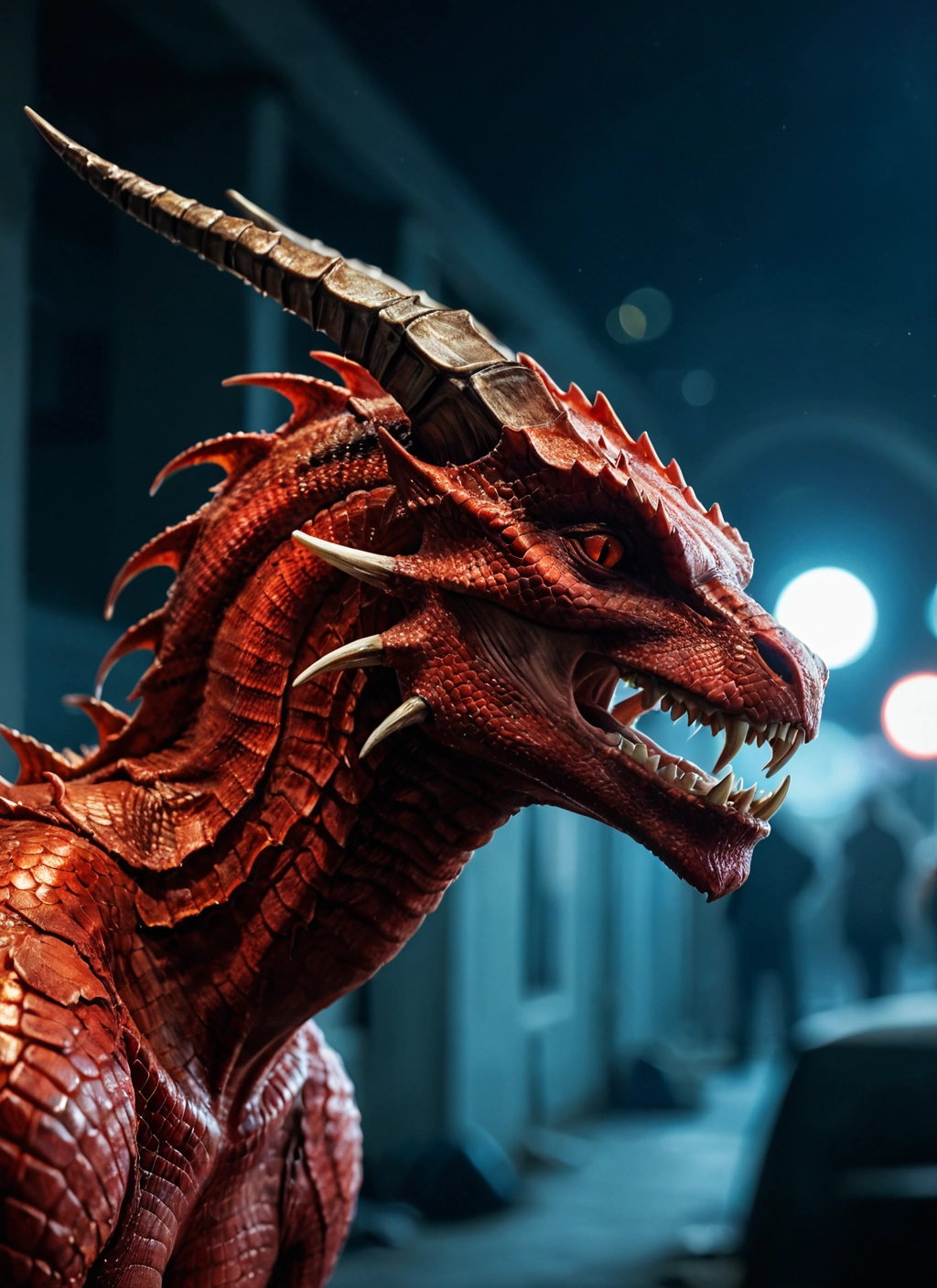 no humans, horns, open mouth, dragon, teeth, blurry · Yamete.gg