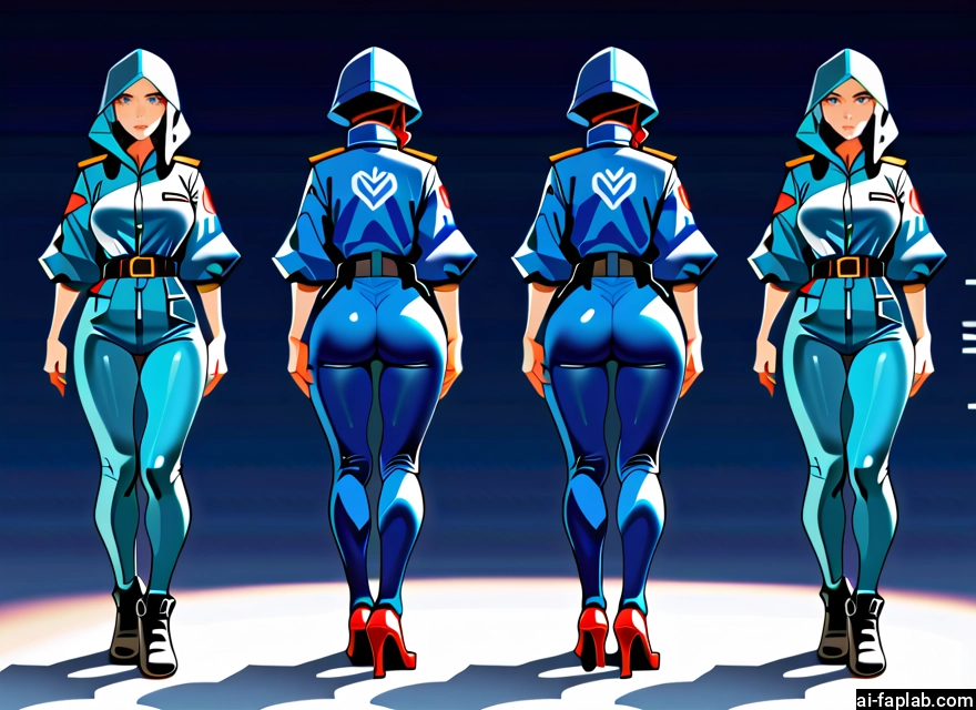 ass, 1girl, high heels, breasts, blue eyes, multiple views · Yamete.gg