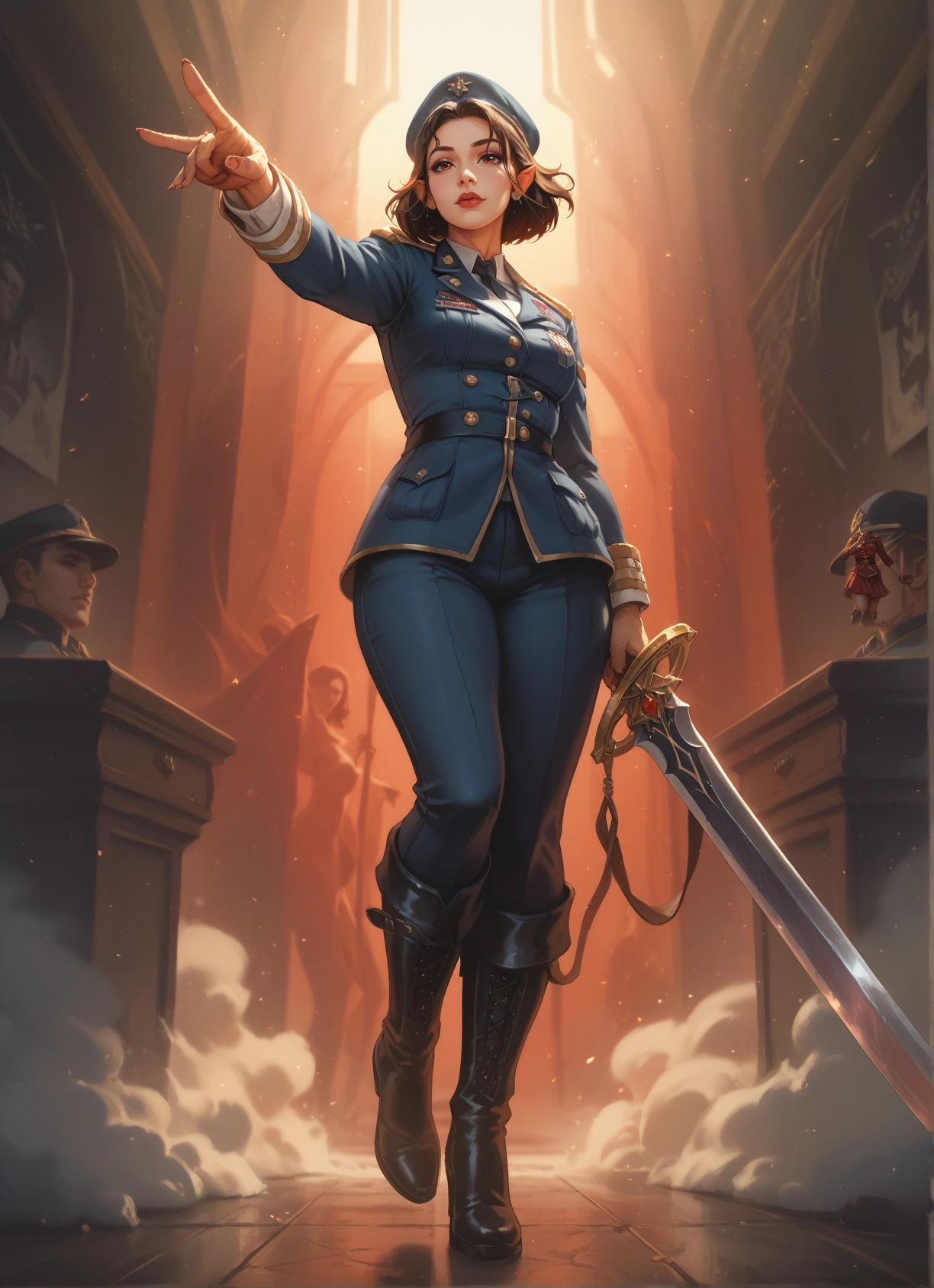 weapon, sword, boots, uniform, hat, military uniform · Yamete.gg