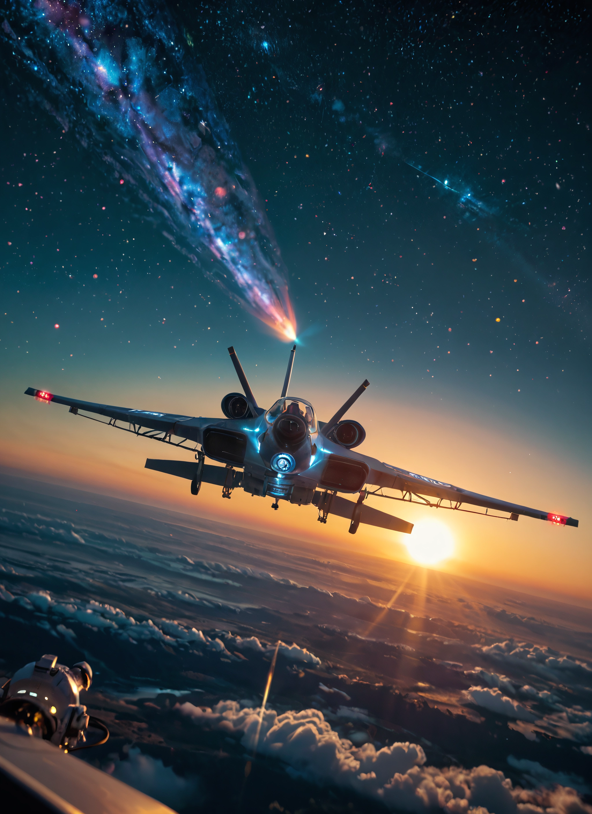 cloud, sky, scenery, star (sky), aircraft, starry sky · Yamete.gg