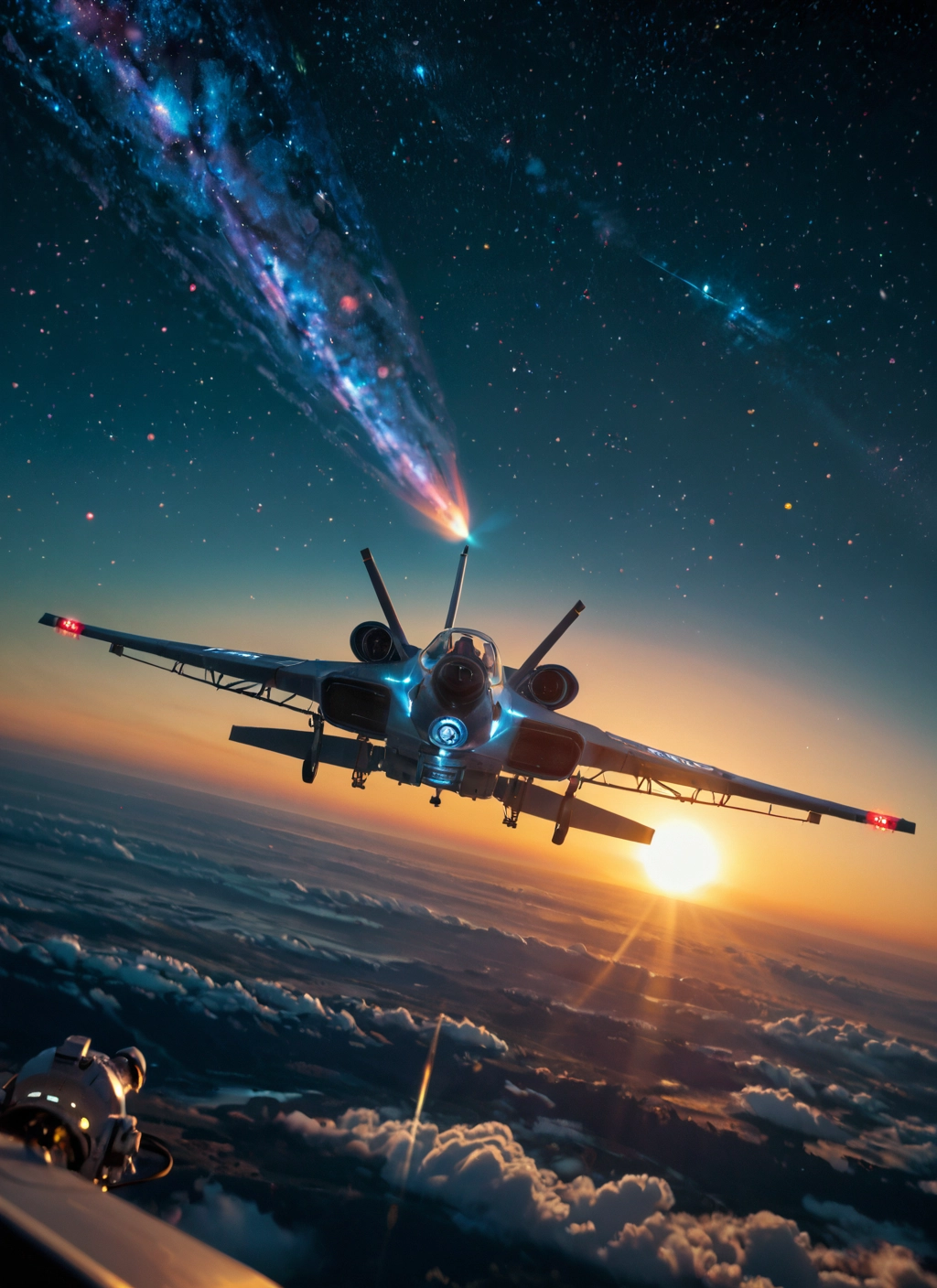 cloud, sky, scenery, star (sky), aircraft, starry sky