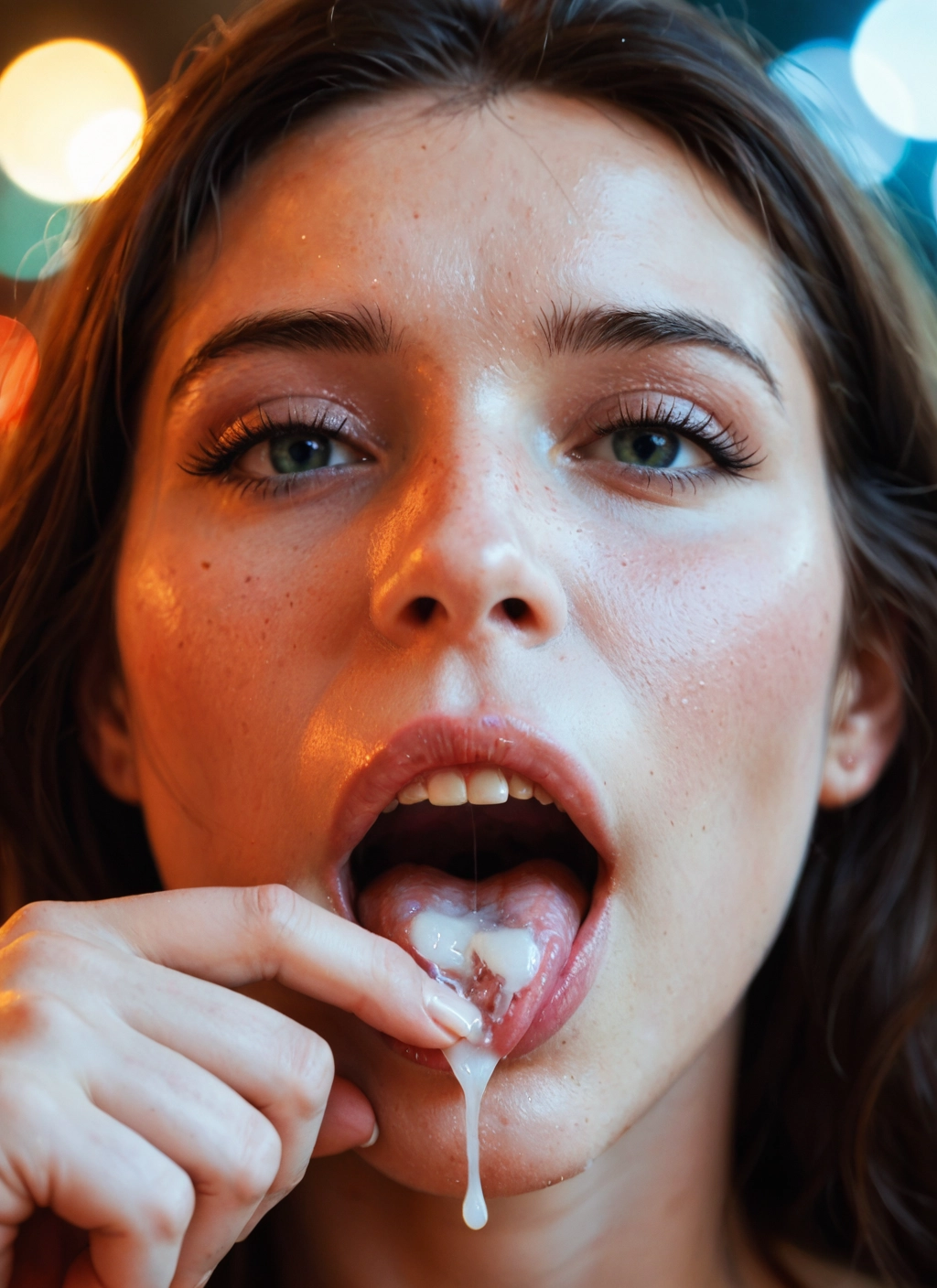 1girl, solo, cum, cum in mouth, open mouth, looking at viewer · Yamete.gg