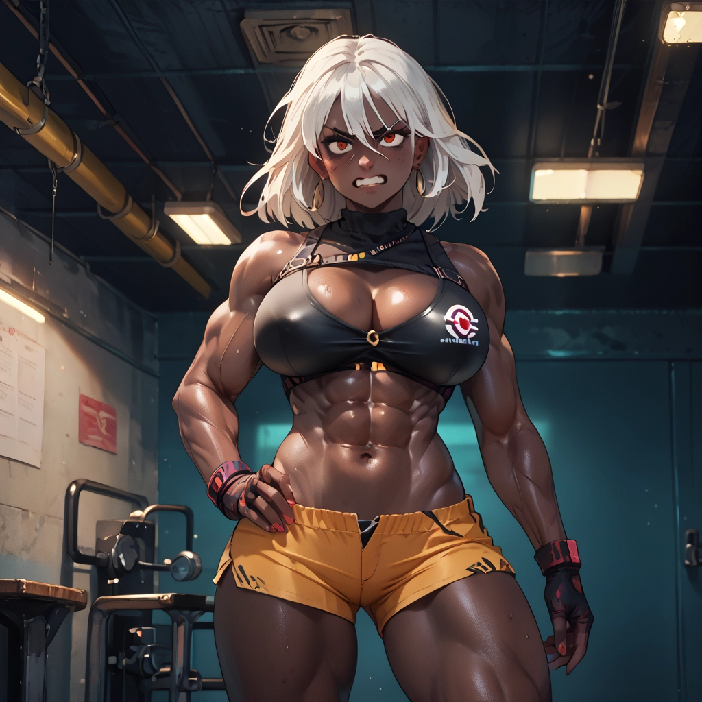 1girl, breasts, shorts, abs, muscular, muscular female · Yamete.gg