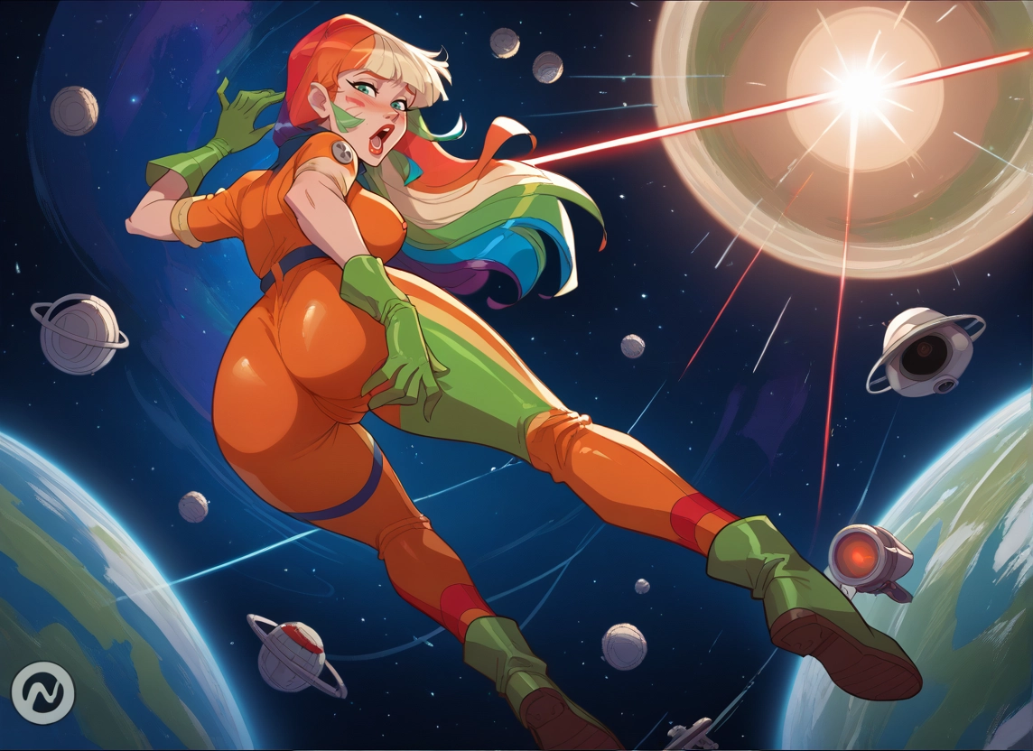 1girl, ass, gloves, space, solo, breasts · Yamete.gg