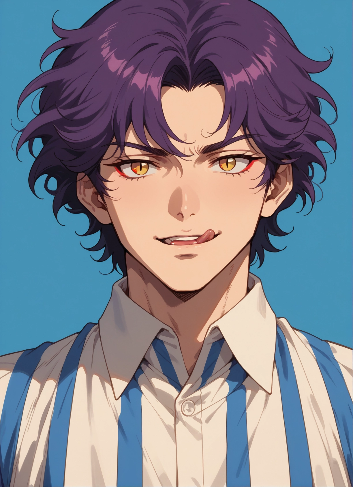 1boy, male focus, solo, tongue, tongue out, shirt · Yamete.gg