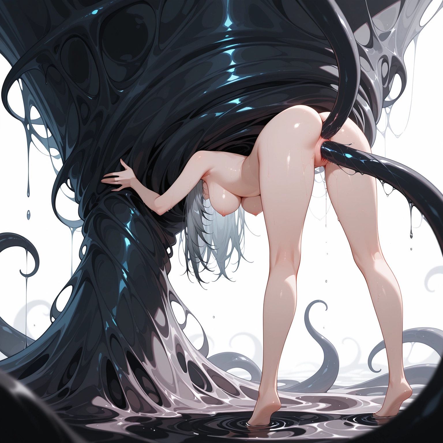 1girl, breasts, ass, nipples, tentacles, solo · Yamete.gg