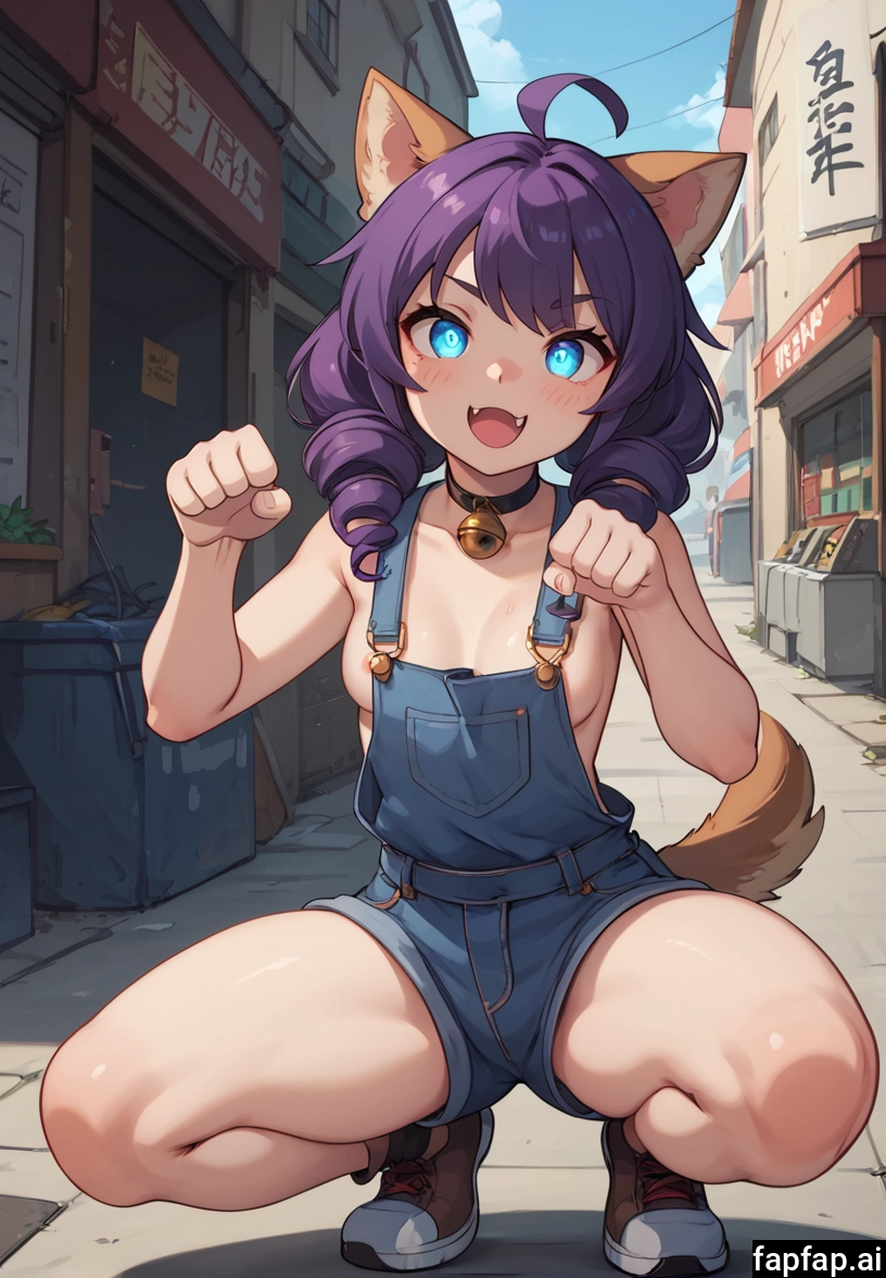 1girl, breasts, animal ears, tail, purple hair, solo · Yamete.gg