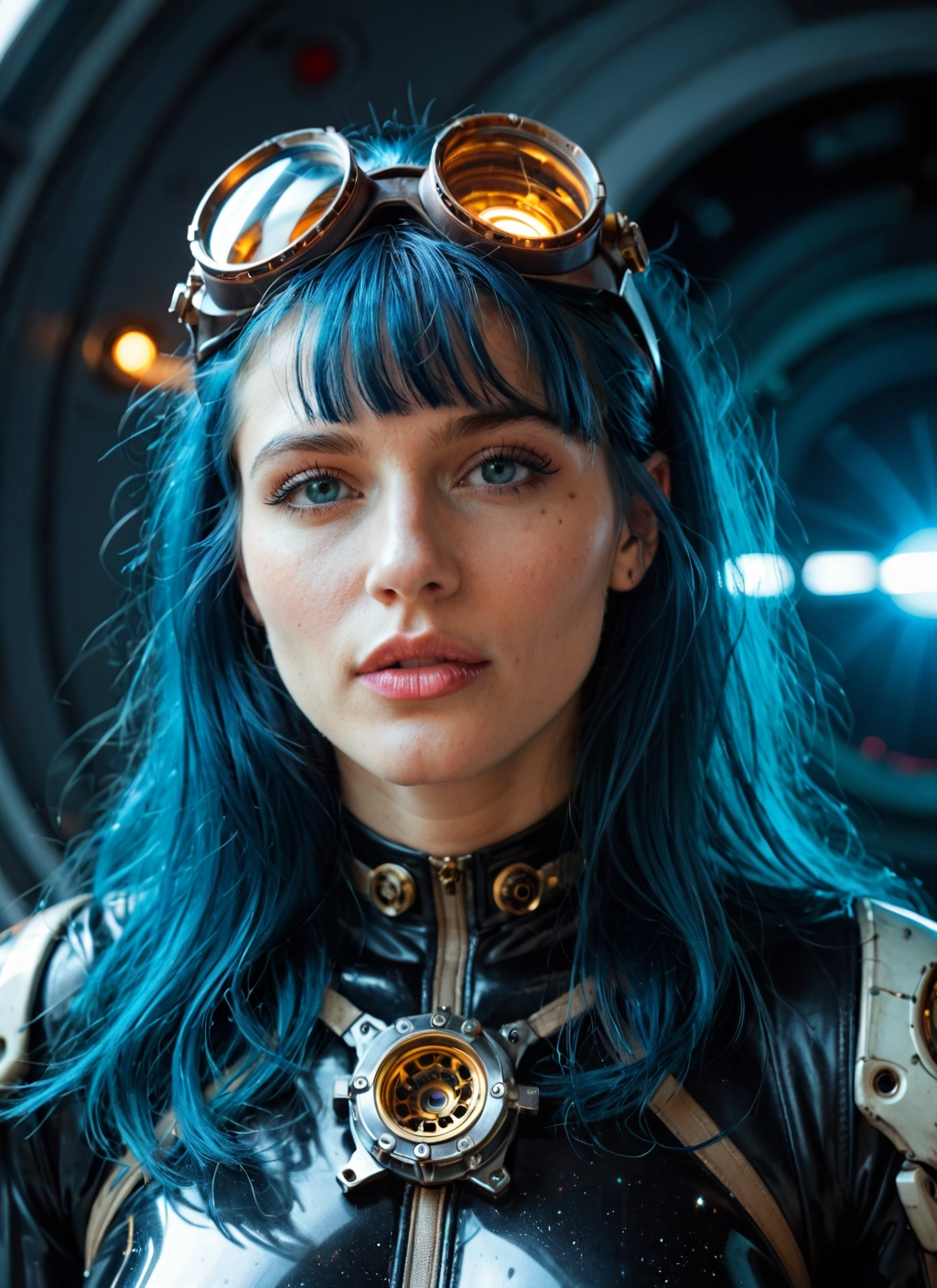 1girl, solo, goggles, goggles on head, long hair, looking at viewer · Yamete.gg