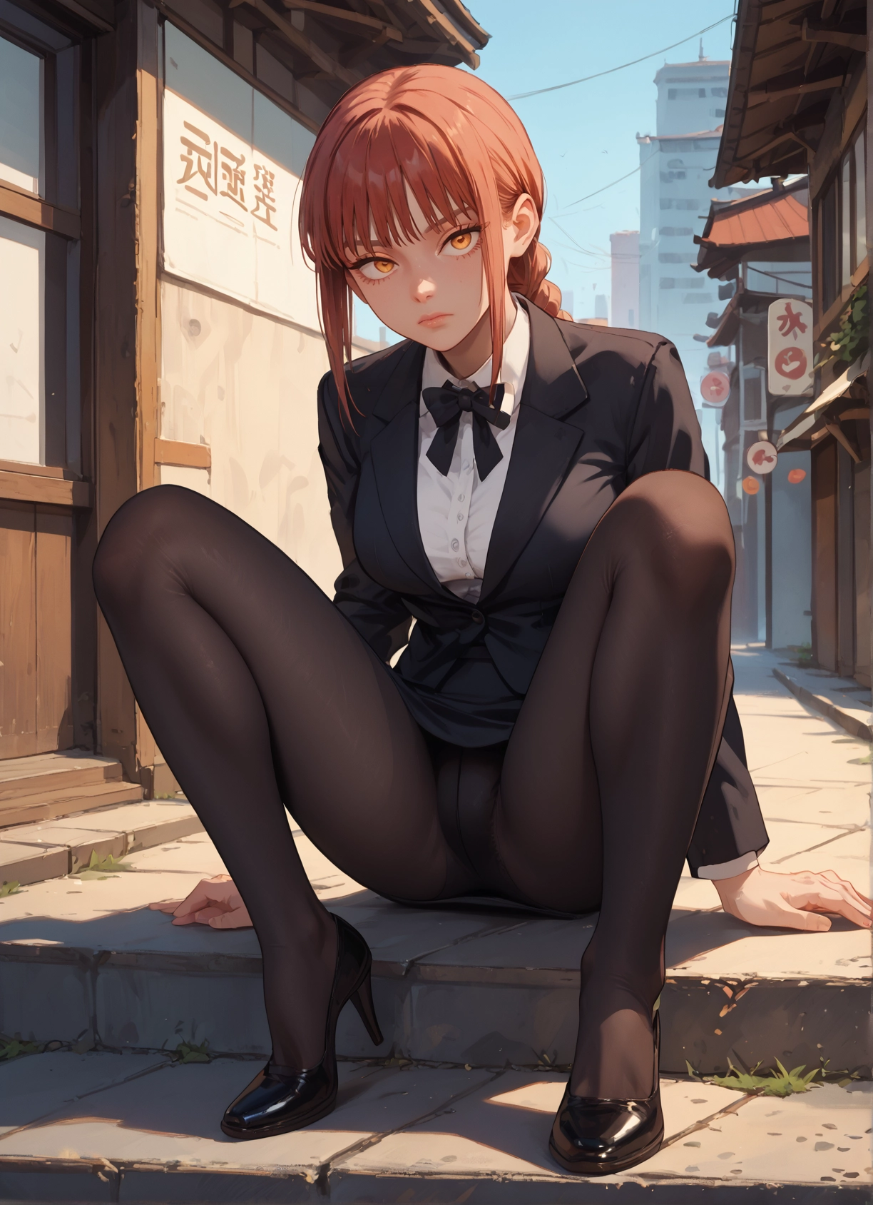 1girl, pantyhose, braid, high heels, solo, looking at viewer · Yamete.gg