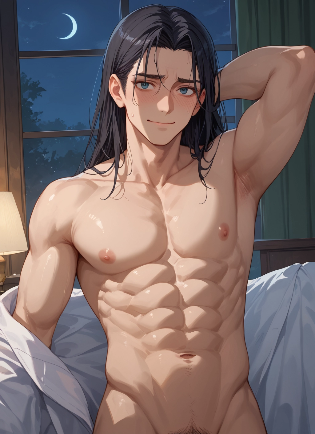 1boy, male focus, nipples, abs, pectorals, blush · Yamete.gg