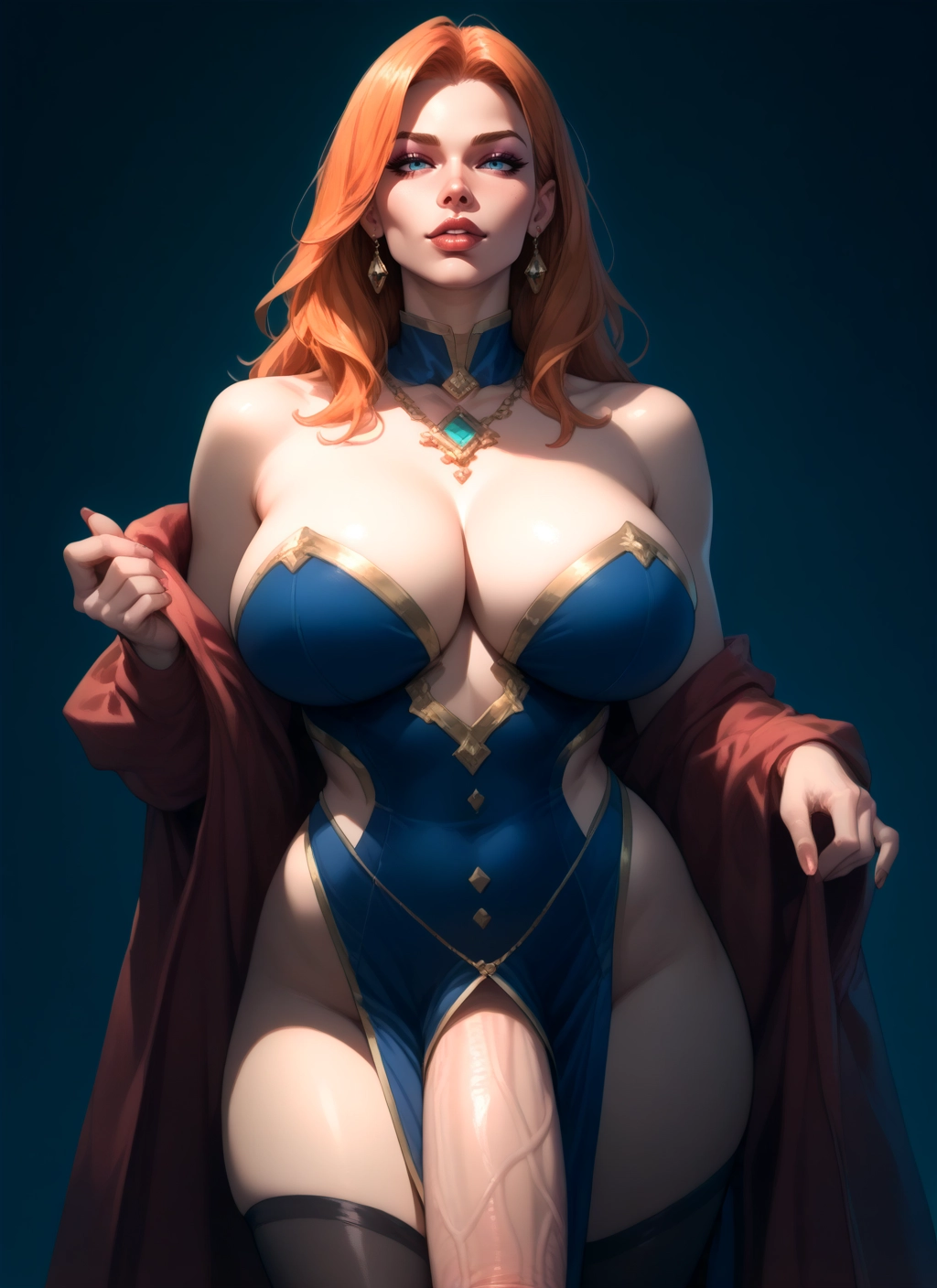 1girl, breasts, jewelry, earrings, thighhighs, penis · Yamete.gg