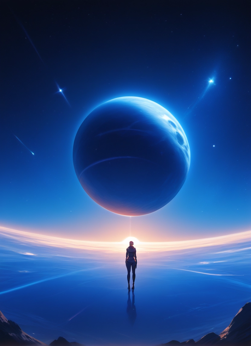 planet, solo, 1boy, sky, scenery, male focus · Yamete.gg