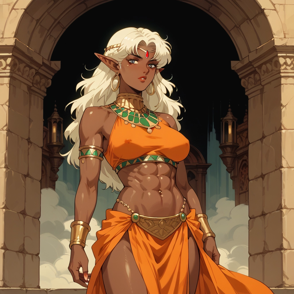1girl, jewelry, solo, pointy ears, dark skin, dark-skinned female · Yamete.gg
