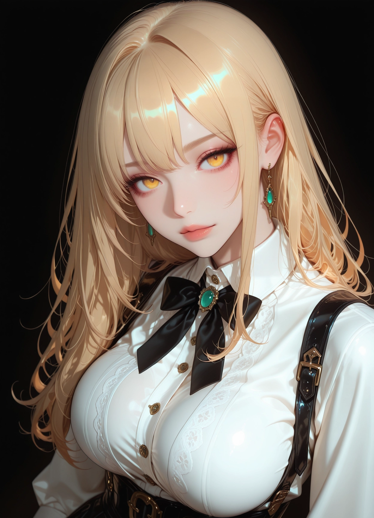 1girl, solo, blonde hair, jewelry, long hair, earrings · Yamete.gg